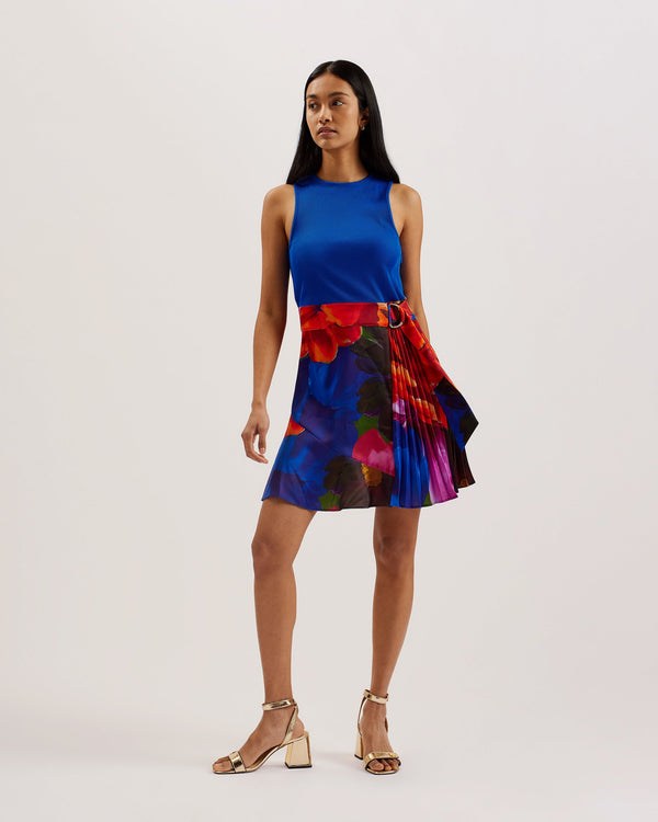 SANDIYY-Dresses-Printed Pleated mini dress with knit bodice- Ted Baker Romania